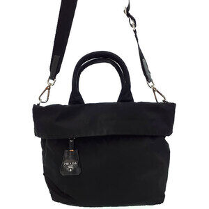 Prada Tessuto Reversible Triangle Logo Tote Bag nylon versatile 2way Black